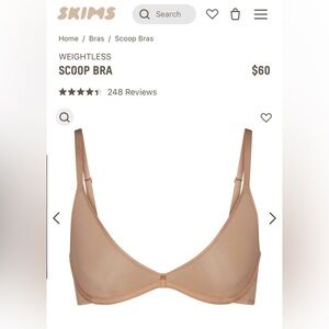SKIMS WEIGHTLESS SCOOP BRA | CLAY ×